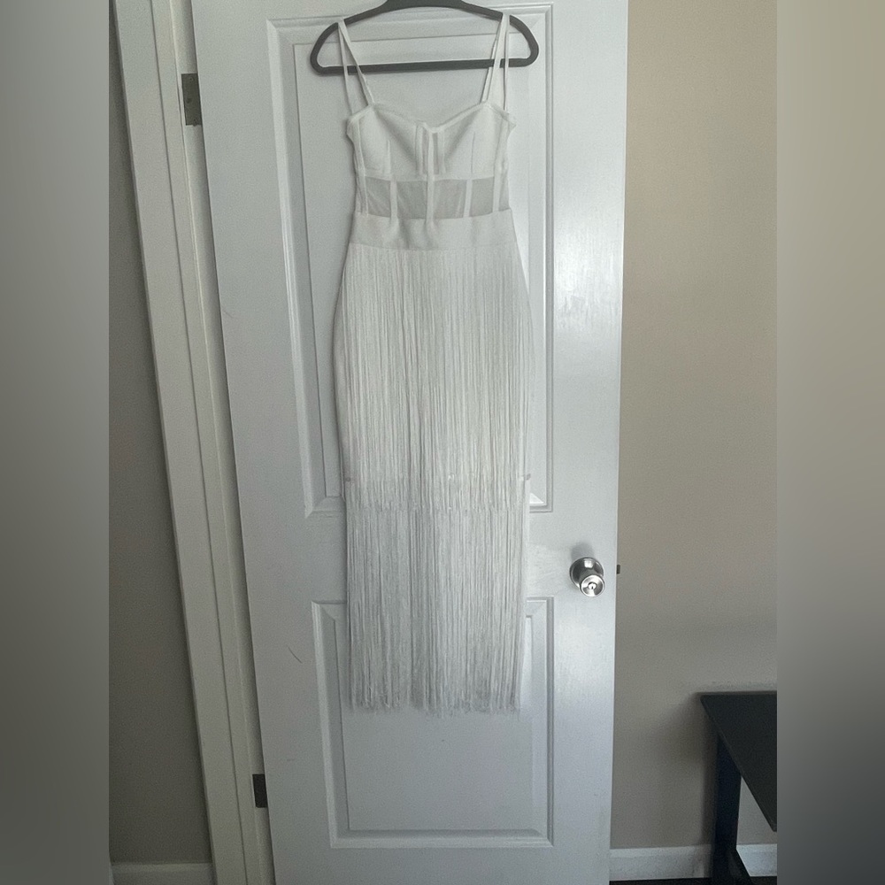 White lace fringe dress